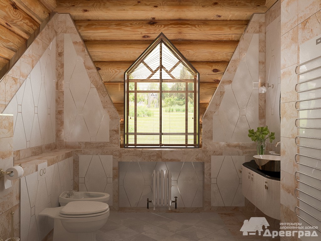 Дизайн ванной в деревянном доме - 60 фото